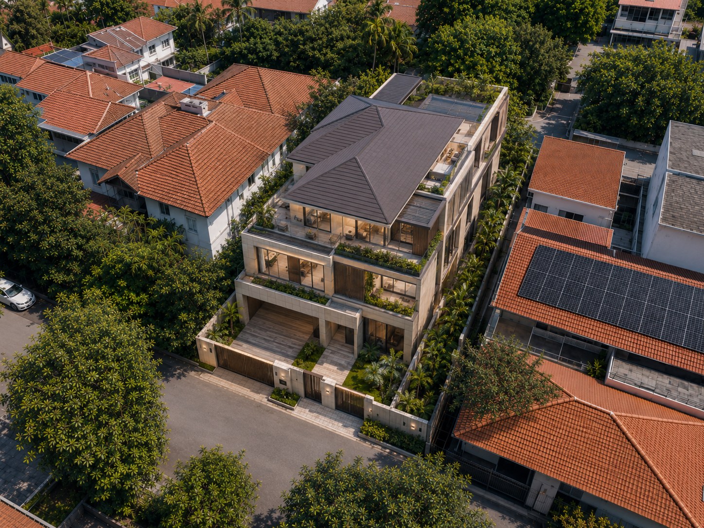 Aerial view of visualised landed property