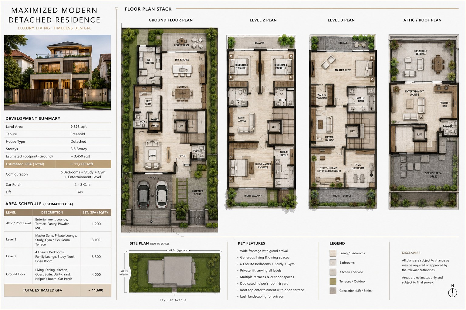 Landed visualisation floor plan stack and development summary